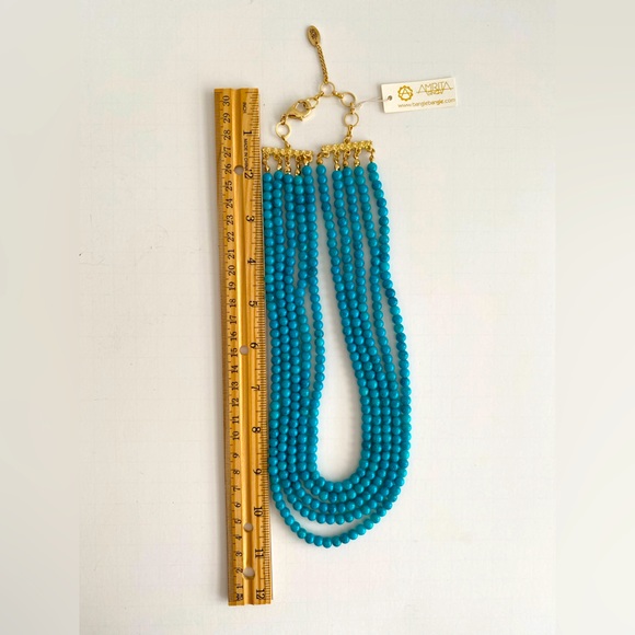 Amrita Singh 5 Strand Turquoise Goldtone Necklace - Picture 3 of 4